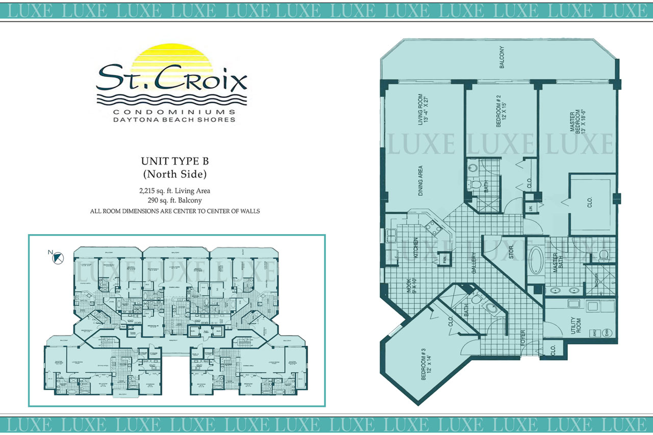 St Croix Condos Floor Plan B North Side Unit 02 - 3145 S Atlantic Ave Daytona Beach Shores - The LUXE Group 386.299.4043